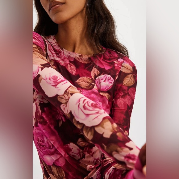 Free People Gianni Love Combo Floral Red Dress *pristine condition* size XS - Picture 4 of 5